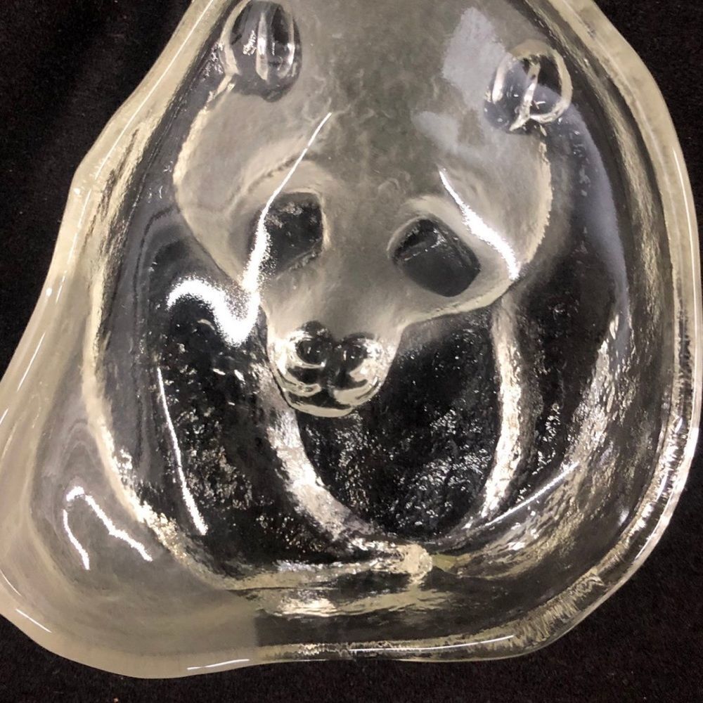 VINTAGE VIKING ART GLASS PANDA BEAR PAPERWEIGHT FIGURINE LARGE HEAVY HAND MADE